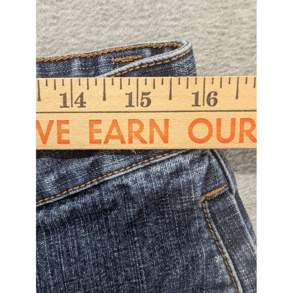 VINTAGE Zena Jeans Shorts Womens 14 Blue Denim Bermuda Cutoff Raw Hem 2000s - Picture 4 of 14